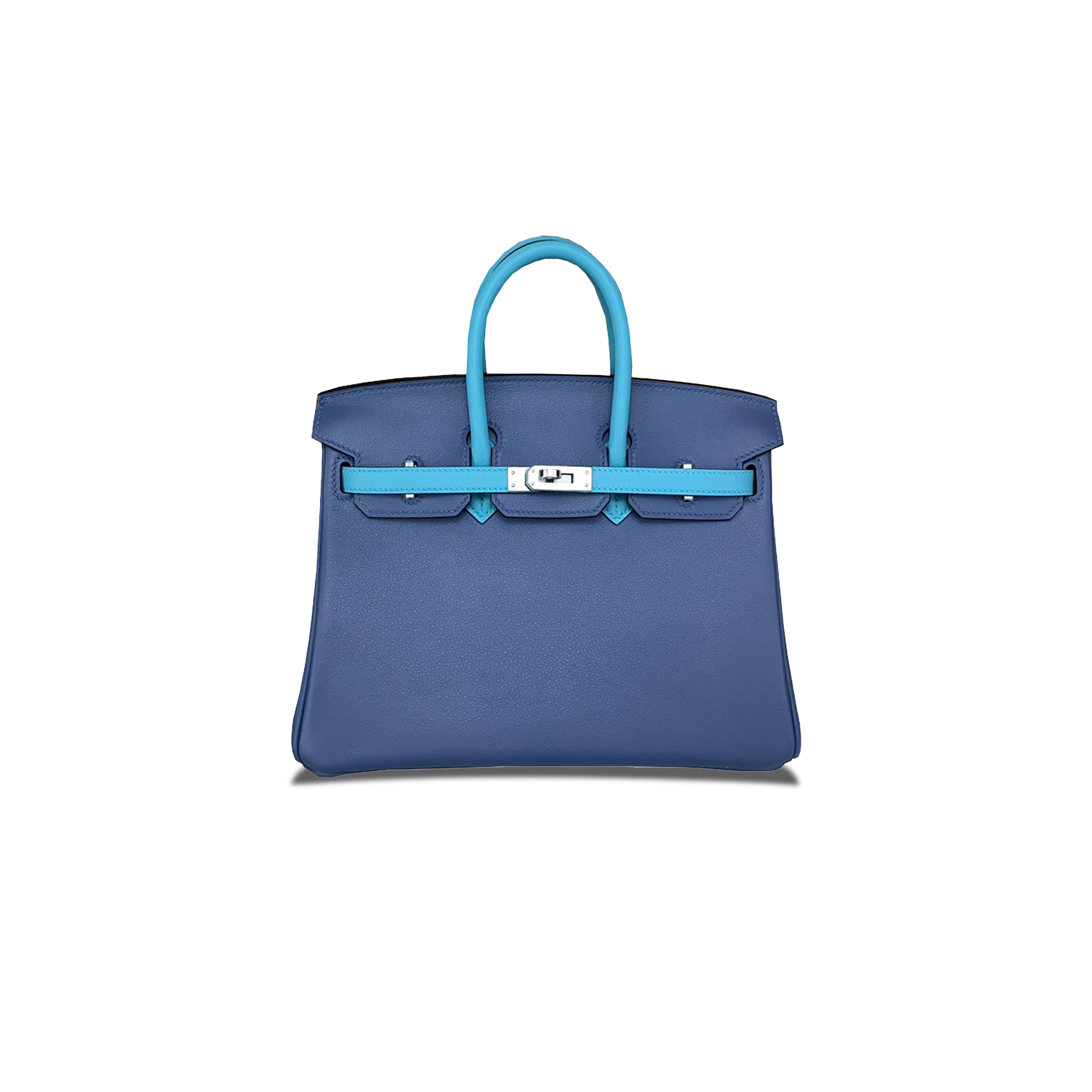 HERMÈS MASTER BIRKIN 25 SWIFT LEATHER AGATE BLUE AND MACRON BLUE SILVER BUCKLE BAG H049363CK02 (25*20*13cm)